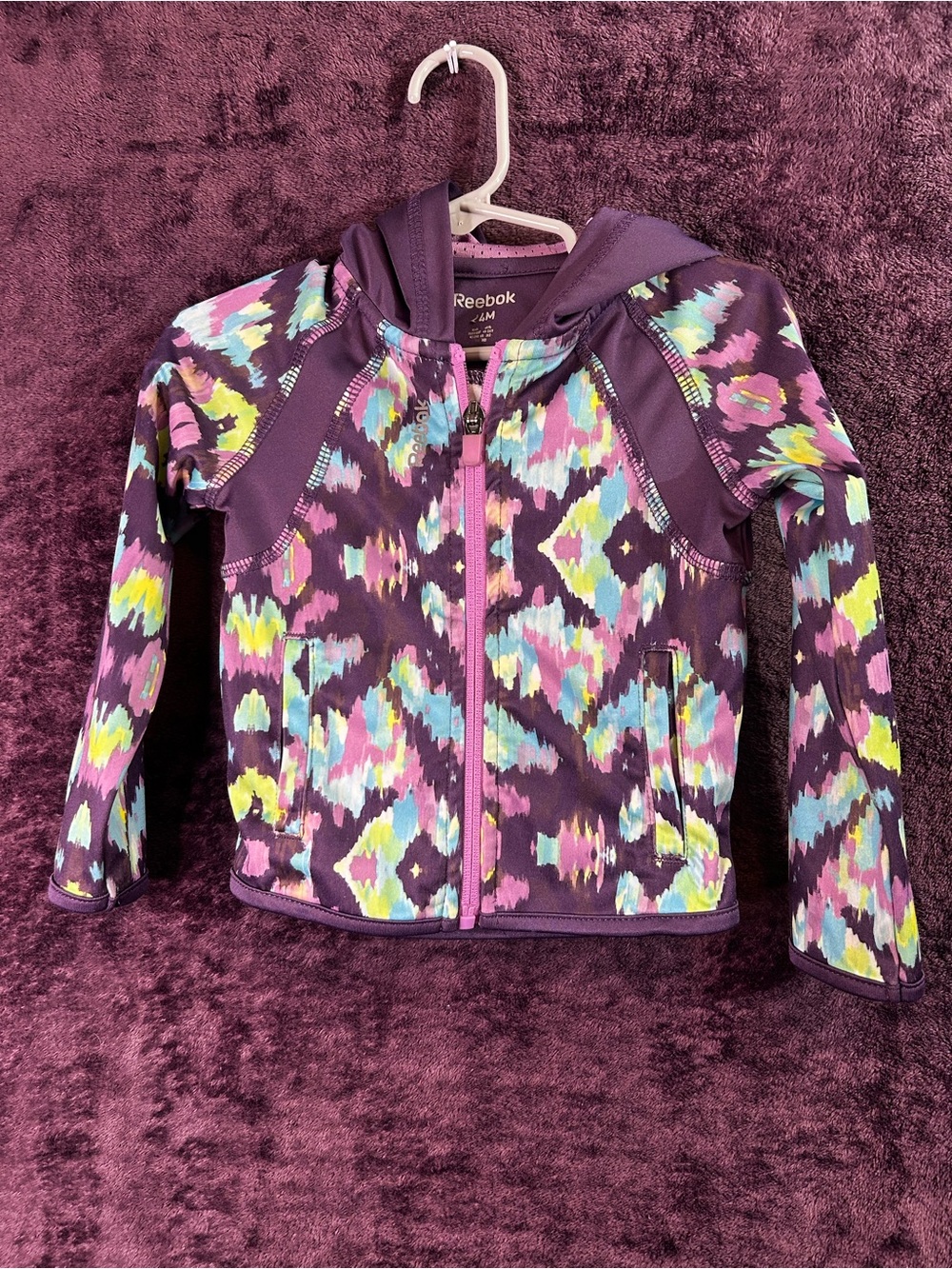 Reebok Kids' Purple Multicolor Patterned Swim Hoodie